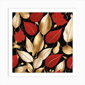 Golden and red leaves Art Print