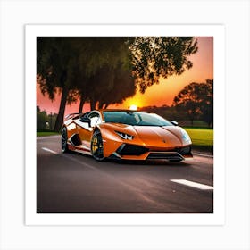 Sunset Lamborghini 1 Art Print