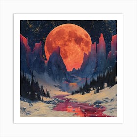 Full Moon In The Mountains 1 Art Print