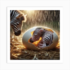 Zebras In The Rain Art Print