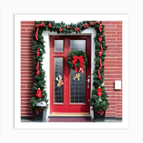 Christmas Decoration On Home Door (29) Art Print