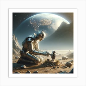 Robot In Space Art Print