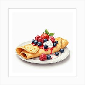 Crepes With Berries And Cream Art Print