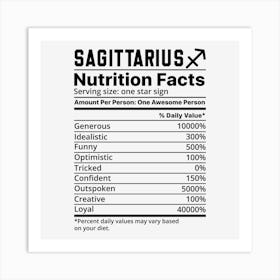 Sagittarius Nutrition Facts Art Print