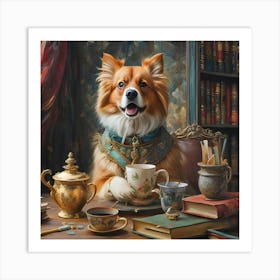 Dog At Tea Art Print