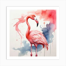 Flamingo Watercolor Painting Art Print