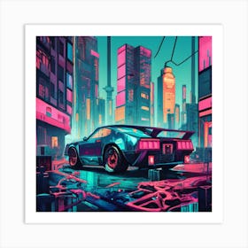 Pixel Art Cyberpunk Poster 2 Art Print