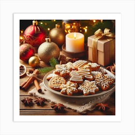 Christmas Cookies On A Plate 2 Art Print