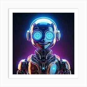 Firefly Cheerful Cybernetic Robot Icon With Holographic Glow 88077 (2) Art Print