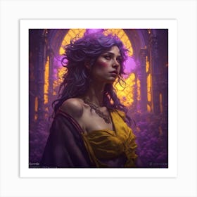 Girl With Purple Hair Art Print