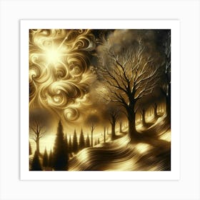 Golden Trees In The Forest 3 Art Print