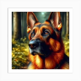 German Shepherd Dog - Oil Painting style Art Print