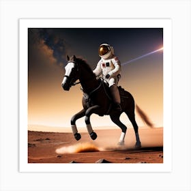 Astronaut Riding A Horse On Mars Art Print