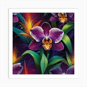 Seamless Orchid Pattern Art Print