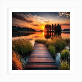 Sunset At The Lake 6 Art Print