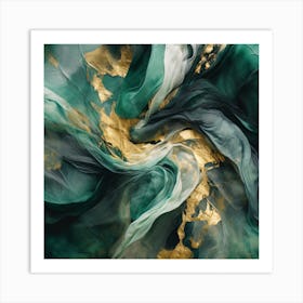 Emerald Gold Flow 20 Art Print