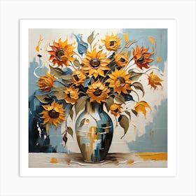 Leonardo Diffusion Xl Abstract Sunflowers In A Vase Abstract P 3 (1) Upscaled Upscaled Art Print