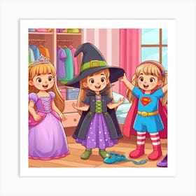 Little Witches In The Bedroom Art Print