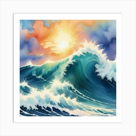 Watercolor Seascape Painting Art Print