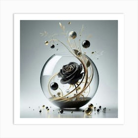 Black Rose In A Glass Vase 2 Poster