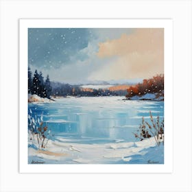 Frozen,Snowy Winter Lake Art Print