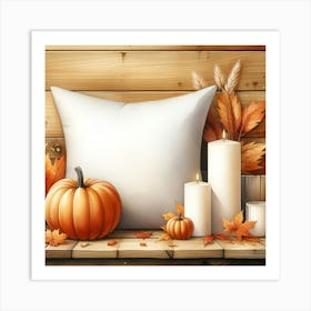 Autumn Leaves And Pumpkins Art Print