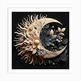 Moon With Flowers 2 Art Print