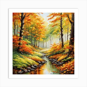 Forest In Autumn In Minimalist Style Square Composition 313 Art Print