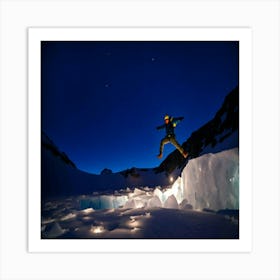 Ice Cave At Night Art Print