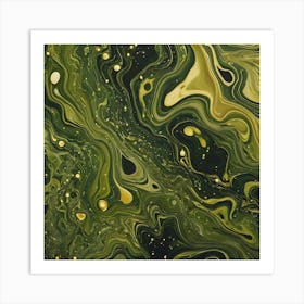 olive gold abstract wave art 28 Art Print