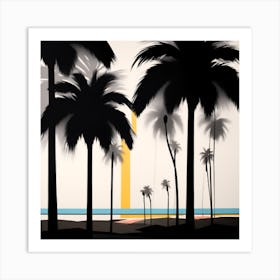  Modern Art Gallery With A Black Palm Trees Art Print Art Print