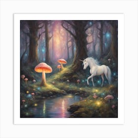 Unicorn In The Forest Art Print