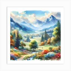 Watercolor Landscape Painting 13 Art Print