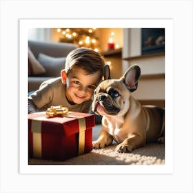 Little Boy With A Dog Art Print