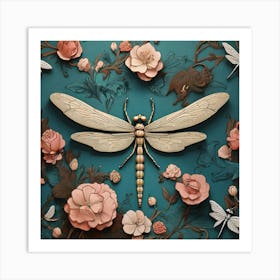 Aesthetic style, dragonfly pattern Art Print