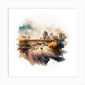 Cityscape Watercolor Painting.A fine artistic print that decorates the place. 1 Art Print