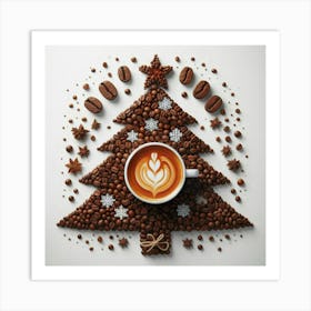 Christmas Tree With Coffee Beans Art Print