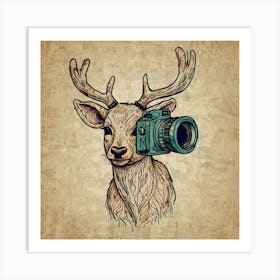 Deer With Camera 3 Art Print