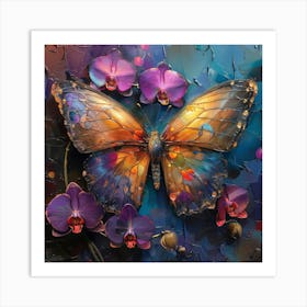 Butterflies And Orchids Art Print