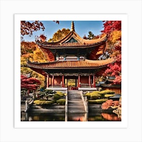 Autumn In Chinese Pagoda Art Print