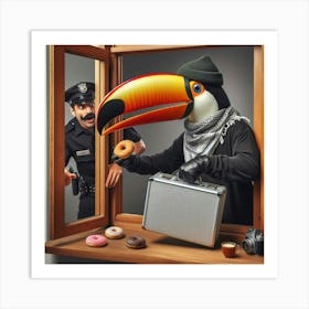Toucan And Police Officer Art Print
