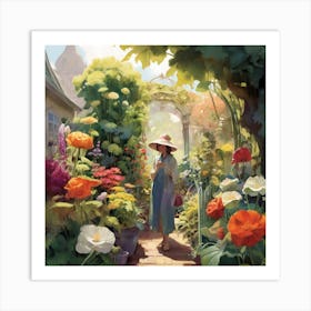 Girl In A Garden 6 Art Print