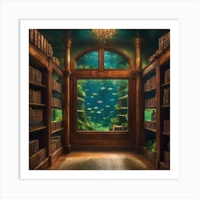 Library With An Aquarium Art Print