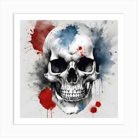 Skull With Paint Splatters 2 Art Print