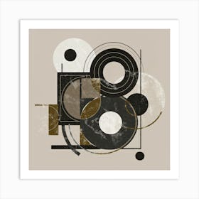 Bauhaus style rectangles and circles in black and white 2 Art Print