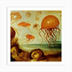 Amber Flying Jelly 1 Art Print