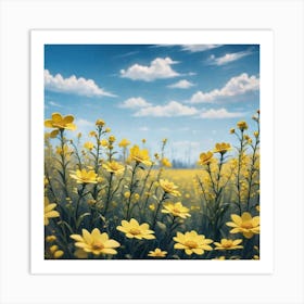 Field Of Yellow Flowers 30 Art Print