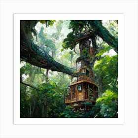 Tree House In The Jungle Art Print