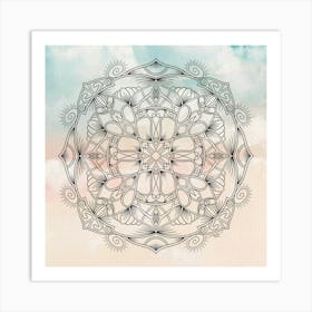 Mandala Artwork on Watercolor Background Art Print