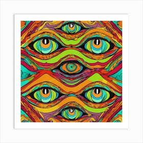 Design Psychedelic Eyes Pattern (1) Art Print